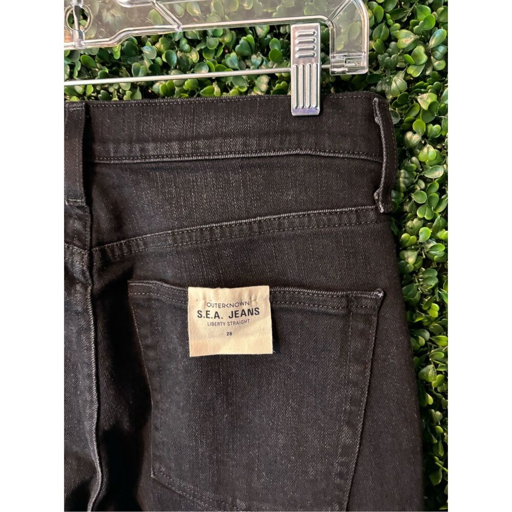 NWOT Outerknown Womens S.E.A Liberty Black Straight Leg Jeans, 28 - Picture 3 of 5